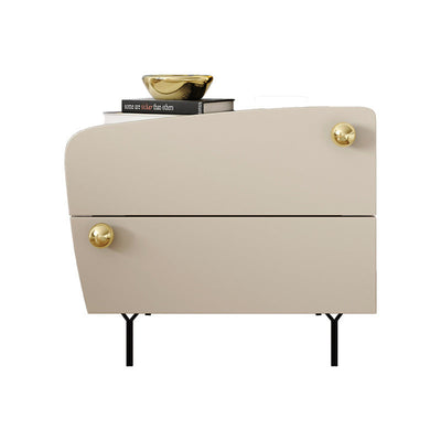 Contemporary Scandinavian High-Density Fiberboard Carbon Steel Solid Wood Y-Shaped Nightstand With 2 Drawers For Bedroom
