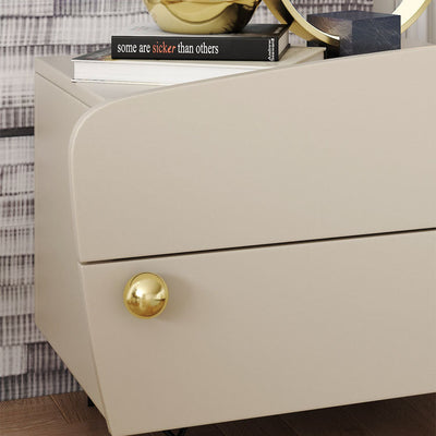 Contemporary Scandinavian High-Density Fiberboard Carbon Steel Solid Wood Y-Shaped Nightstand With 2 Drawers For Bedroom