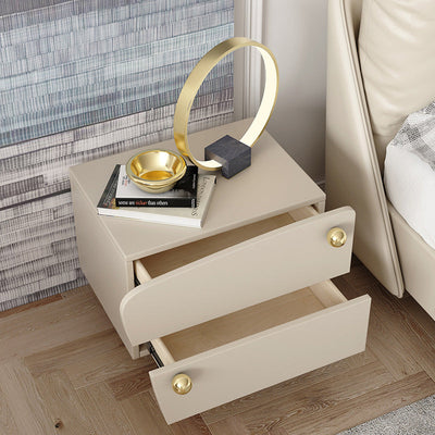Contemporary Scandinavian High-Density Fiberboard Carbon Steel Solid Wood Y-Shaped Nightstand With 2 Drawers For Bedroom