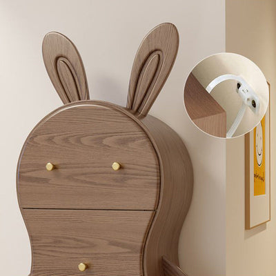 Mesa auxiliar contemporánea de madera maciza creativa con forma de conejo de latón con 5 cajones para sala de estar 