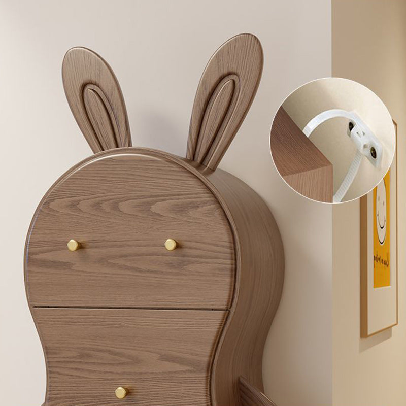 Mesa auxiliar contemporánea de madera maciza creativa con forma de conejo de latón con 5 cajones para sala de estar 