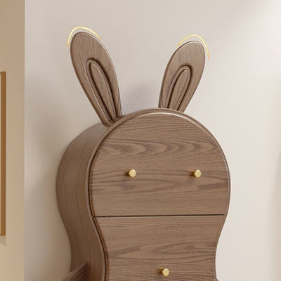 Mesa auxiliar contemporánea de madera maciza creativa con forma de conejo de latón con 5 cajones para sala de estar 