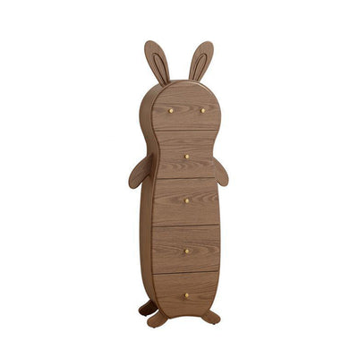 Mesa auxiliar contemporánea de madera maciza creativa con forma de conejo de latón con 5 cajones para sala de estar 
