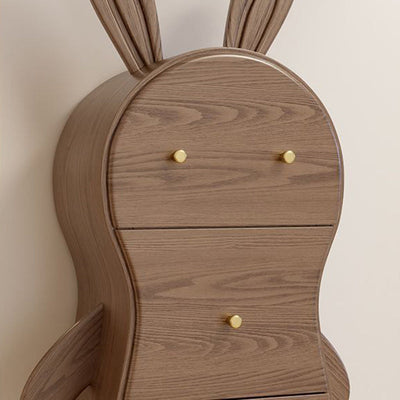 Mesa auxiliar contemporánea de madera maciza creativa con forma de conejo de latón con 5 cajones para sala de estar 