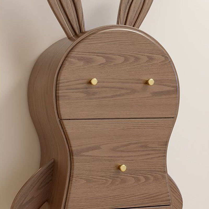 Mesa auxiliar contemporánea de madera maciza creativa con forma de conejo de latón con 5 cajones para sala de estar 