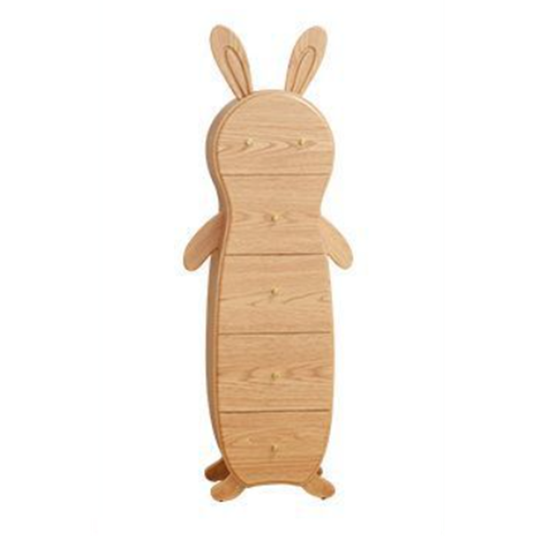 Mesa auxiliar contemporánea de madera maciza creativa con forma de conejo de latón con 5 cajones para sala de estar 