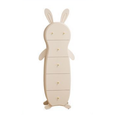Mesa auxiliar contemporánea de madera maciza creativa con forma de conejo de latón con 5 cajones para sala de estar 