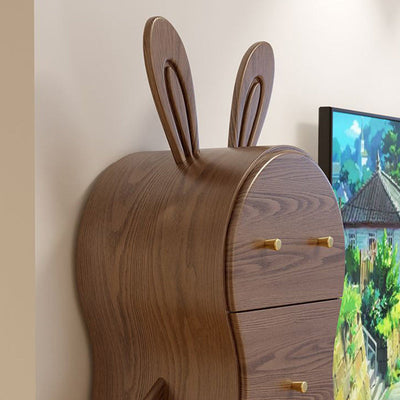 Mesa auxiliar contemporánea de madera maciza creativa con forma de conejo de latón con 5 cajones para sala de estar 