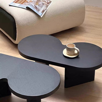 Contemporary Creative Solid Wood Butterfly-Shaped End Table With 1 Tier For Living Room