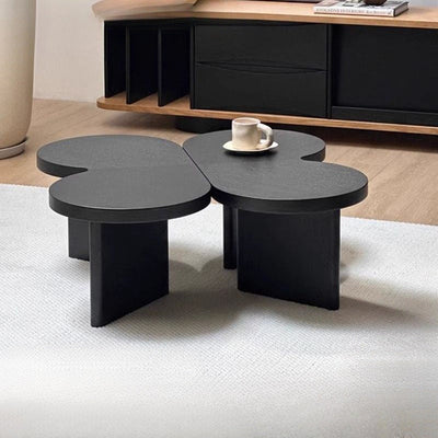 Contemporary Creative Solid Wood Butterfly-Shaped End Table With 1 Tier For Living Room