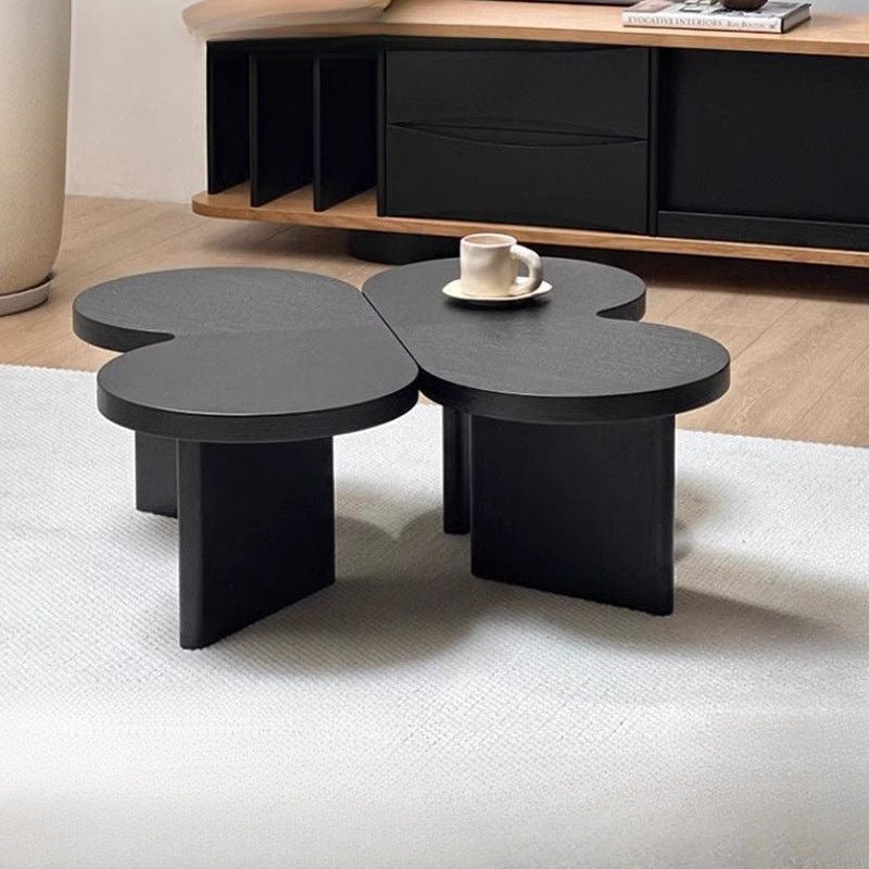 Contemporary Creative Solid Wood Butterfly-Shaped End Table With 1 Tier For Living Room