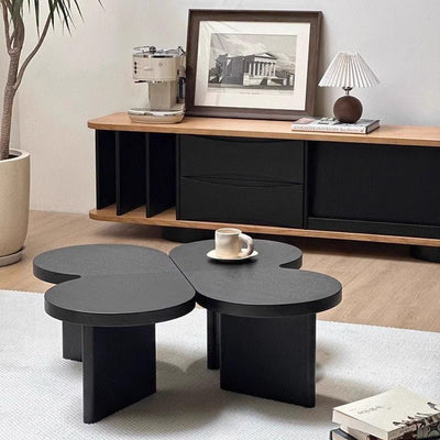 Contemporary Creative Solid Wood Butterfly-Shaped End Table With 1 Tier For Living Room