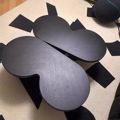 Contemporary Creative Solid Wood Butterfly-Shaped End Table With 1 Tier For Living Room