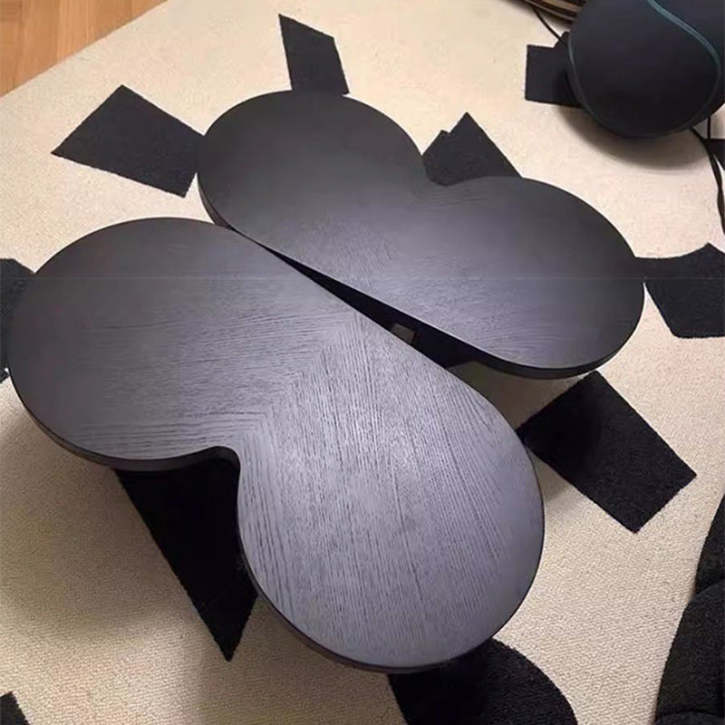 Contemporary Creative Solid Wood Butterfly-Shaped End Table With 1 Tier For Living Room