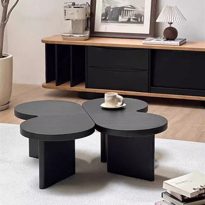 Contemporary Creative Solid Wood Butterfly-Shaped End Table With 1 Tier For Living Room
