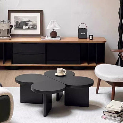 Contemporary Creative Solid Wood Butterfly-Shaped End Table With 1 Tier For Living Room