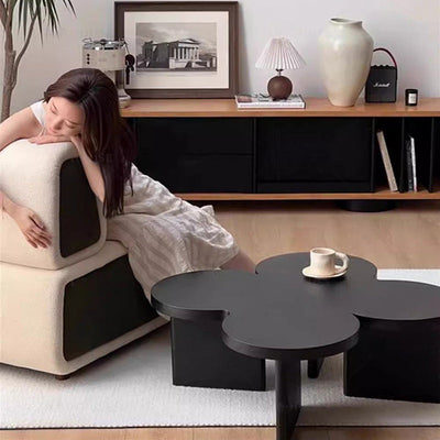 Contemporary Creative Solid Wood Butterfly-Shaped End Table With 1 Tier For Living Room