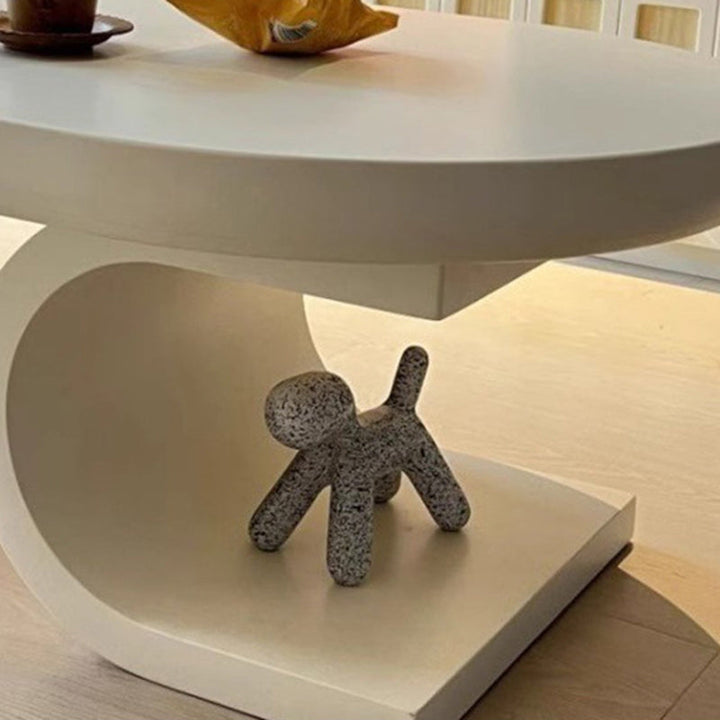 Table basse ovale incurvée en bois massif japonais traditionnel à 1 niveau pour salon 