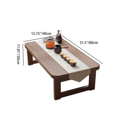 Traditional Japanese Solid Wood Rounded Rectangular Ended Table 1-Tier Folding Design For Living Room
