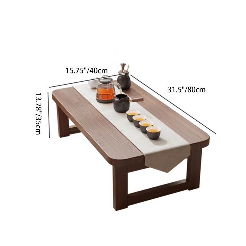 Traditional Japanese Solid Wood Rounded Rectangular Ended Table 1-Tier Folding Design For Living Room