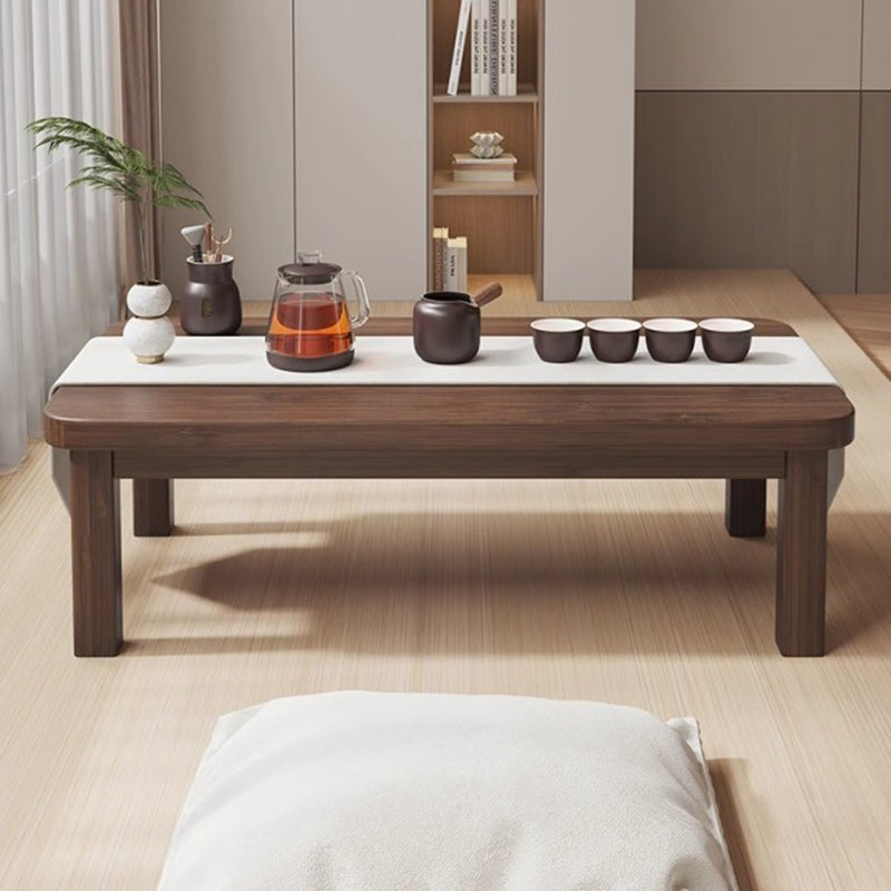 Traditional Japanese Solid Wood Rounded Rectangular Ended Table 1-Tier Folding Design For Living Room