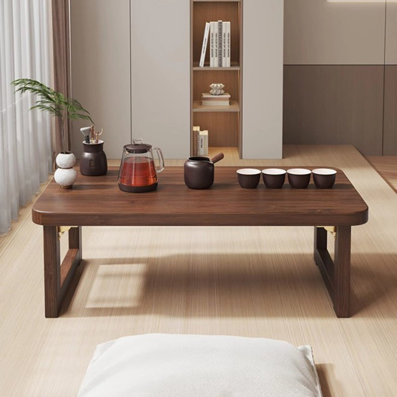 Traditional Japanese Solid Wood Rounded Rectangular Ended Table 1-Tier Folding Design For Living Room