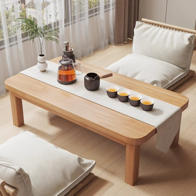 Traditional Japanese Solid Wood Rounded Rectangular Ended Table 1-Tier Folding Design For Living Room