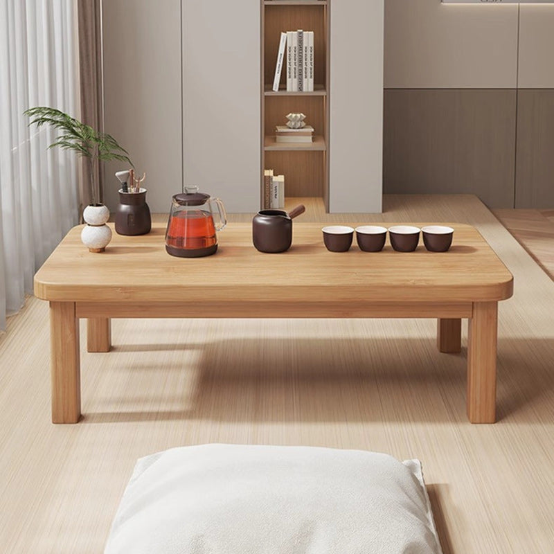 Traditional Japanese Solid Wood Rounded Rectangular Ended Table 1-Tier Folding Design For Living Room