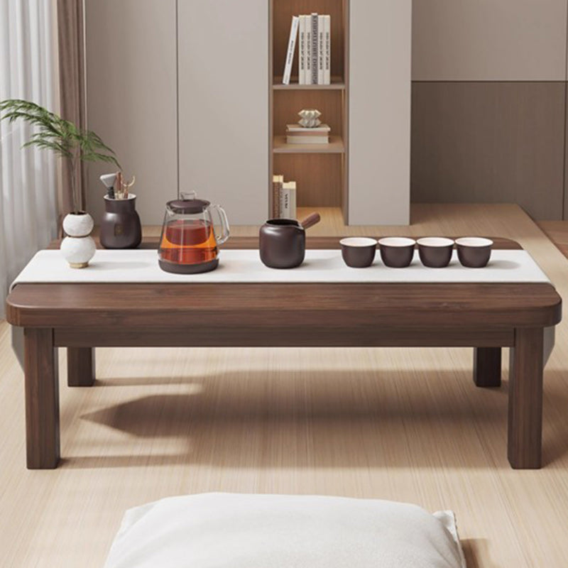 Traditional Japanese Solid Wood Rounded Rectangular Ended Table 1-Tier Folding Design For Living Room