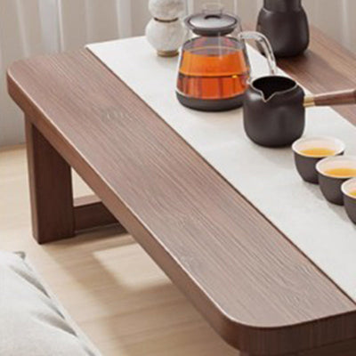 Traditional Japanese Solid Wood Rounded Rectangular Ended Table 1-Tier Folding Design For Living Room