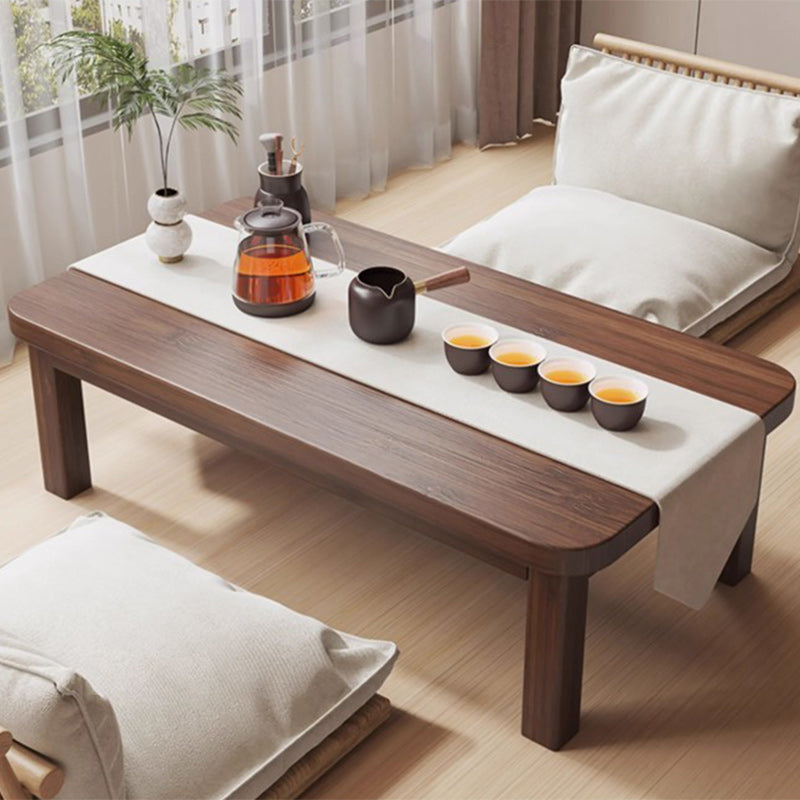 Traditional Japanese Solid Wood Rounded Rectangular Ended Table 1-Tier Folding Design For Living Room