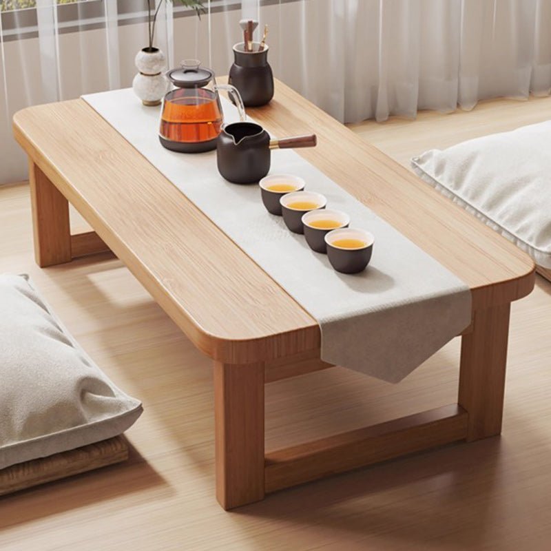 Traditional Japanese Solid Wood Rounded Rectangular Ended Table 1-Tier Folding Design For Living Room