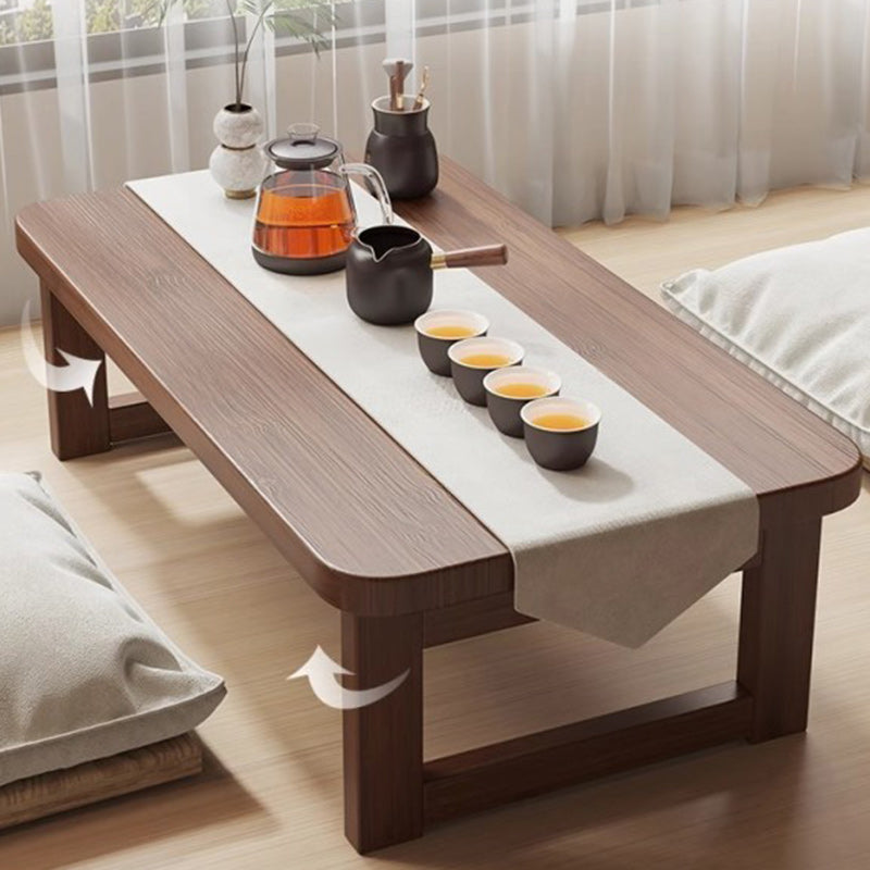 Traditional Japanese Solid Wood Rounded Rectangular Ended Table 1-Tier Folding Design For Living Room