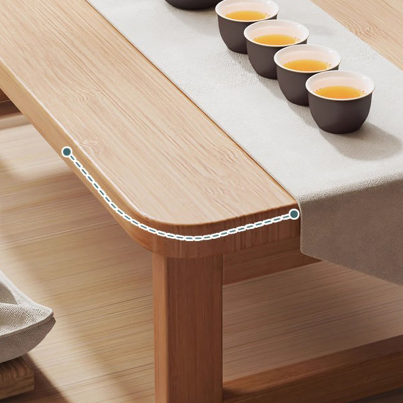 Traditional Japanese Solid Wood Rounded Rectangular Ended Table 1-Tier Folding Design For Living Room