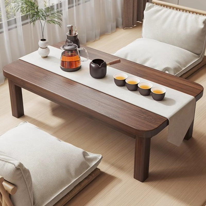 Traditional Japanese Solid Wood Rounded Rectangular Ended Table 1-Tier Folding Design For Living Room
