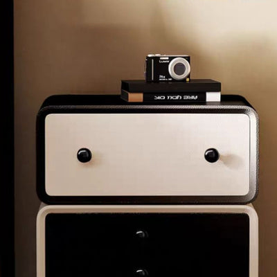 Contemporary Creative Microfiber Leather Solid Wood Metal Robot-Shaped Square Nightstand 2-Drawer For Bedroom