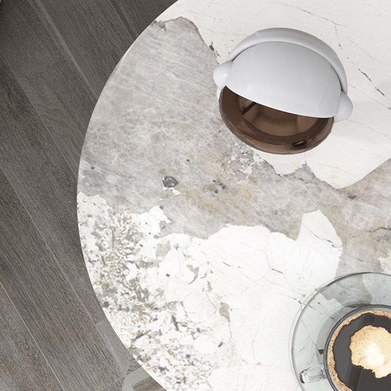Contemporary Nordic Carbon Steel Sintered Stone Round Arch End Table 3-Tier For Living Room