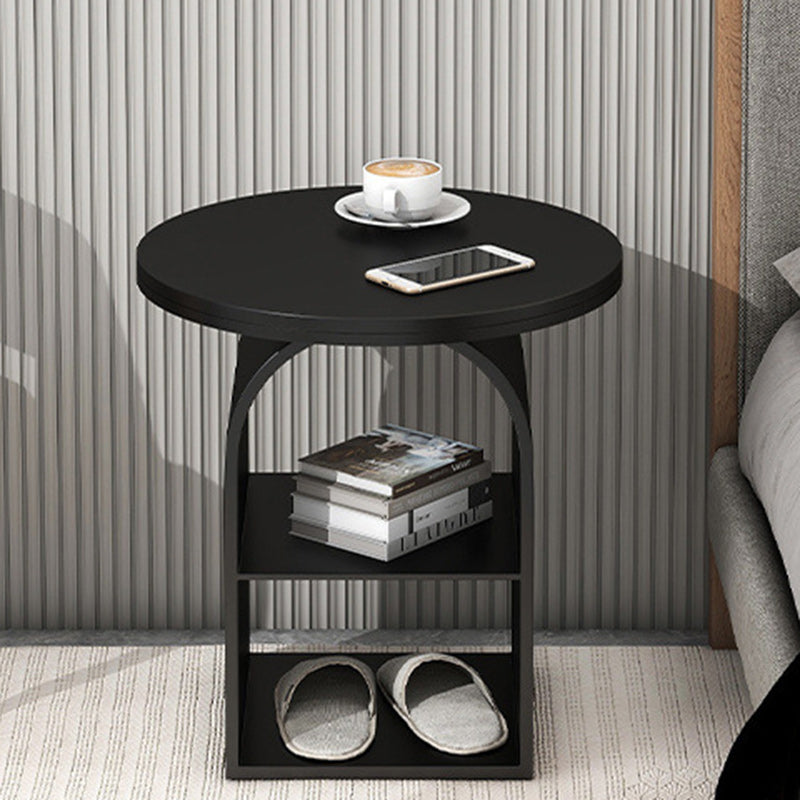Contemporary Nordic Carbon Steel Sintered Stone Round Arch End Table 3-Tier For Living Room
