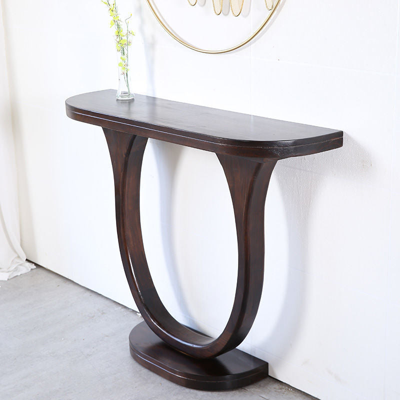 Table console semi-ovale en pin chinois traditionnel 1 niveau pour salon 