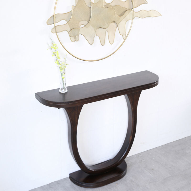 Table console semi-ovale en pin chinois traditionnel 1 niveau pour salon 