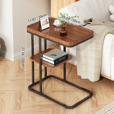 Contemporary Creative Engineered Wood Metal Square Rectangular End Table With 2-Tier For Living Room