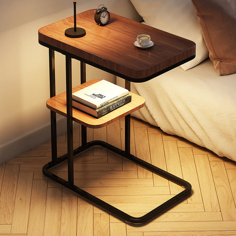 Contemporary Creative Engineered Wood Metal Square Rectangular End Table With 2-Tier For Living Room
