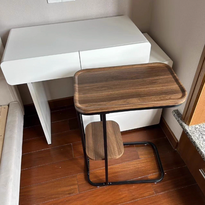 Contemporary Creative Engineered Wood Metal Square Rectangular End Table With 2-Tier For Living Room