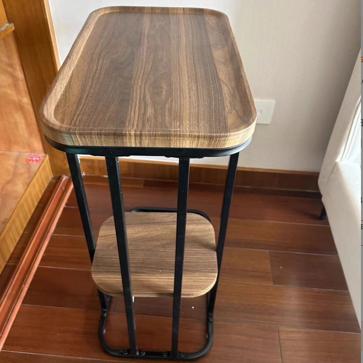 Contemporary Creative Engineered Wood Metal Square Rectangular End Table With 2-Tier For Living Room