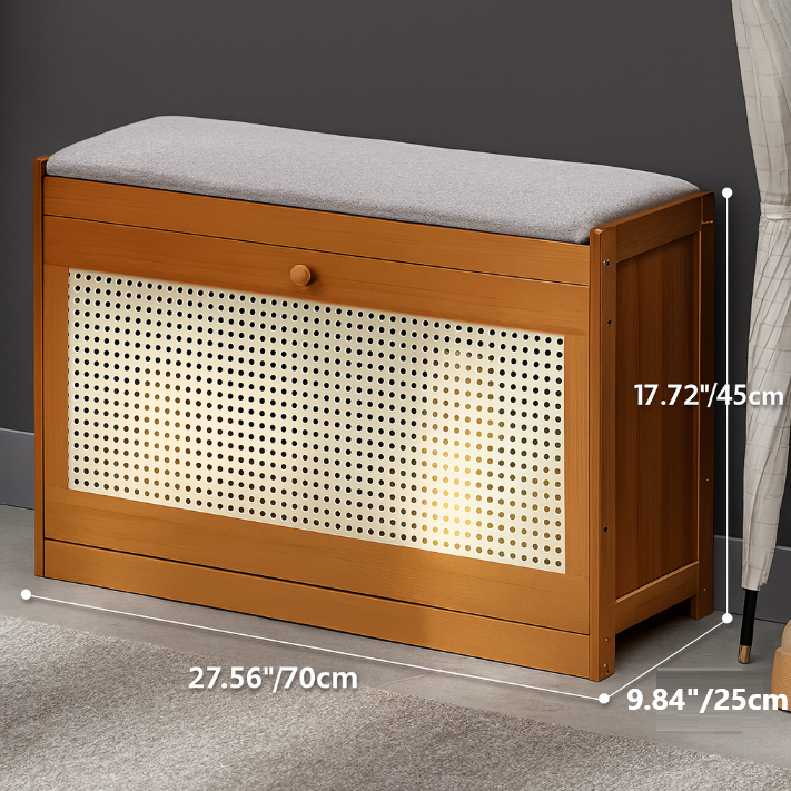 Traditionelle japanische Bambus-ABS-Leinen rechteckige belüftete Schuhbank für Flur & Wohnzimmer 