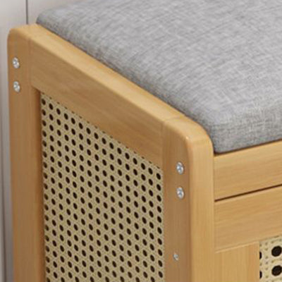 Modern Minimalist Bamboo Medium-Density Fiberboard PE Rattan Linen Rectangular Grid Shoe Storage With 2 Tiers For Living Room