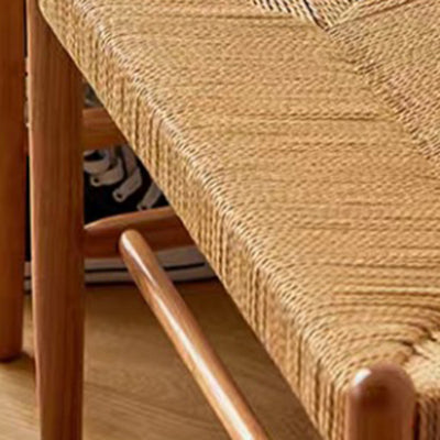 Traditional Chinese Solid Wood Bull Rope Rectangular Cylindrical Shoe Storage With 1-Shelf For Living Room