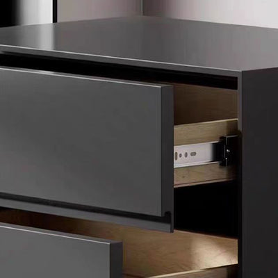 Modern Luxury Solid Wood Carbon Steel Rectangular Cylindrical Nightstand With 2 Drawers For Bedroom