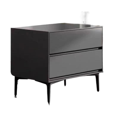 Modern Luxury Solid Wood Carbon Steel Rectangular Cylindrical Nightstand With 2 Drawers For Bedroom