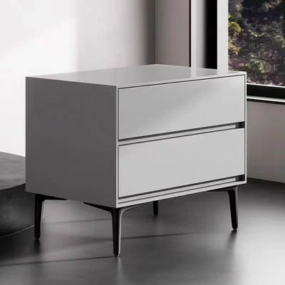 Modern Luxury Solid Wood Carbon Steel Rectangular Cylindrical Nightstand With 2 Drawers For Bedroom